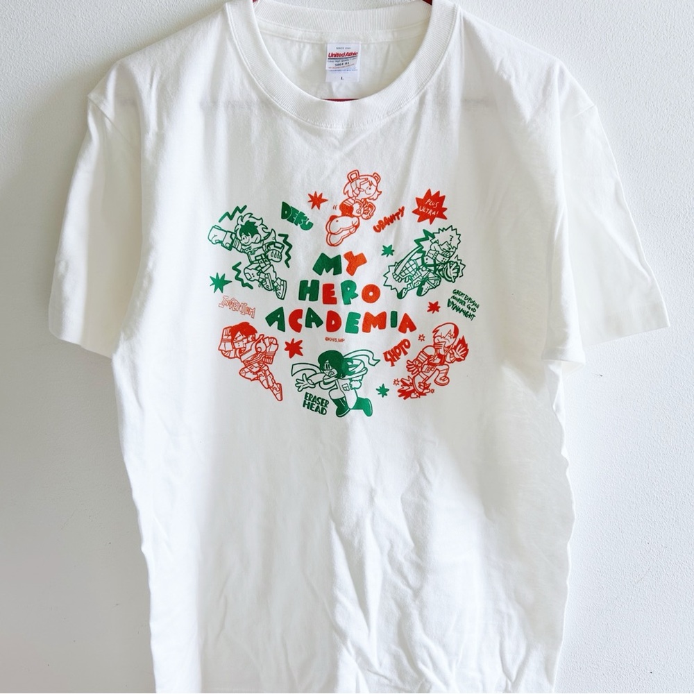 My Hero Academia Graphic Tee - White with Red & Green Print